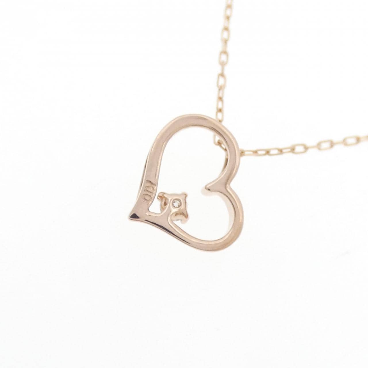 K10PG ハート ダイヤモンド ネックレス