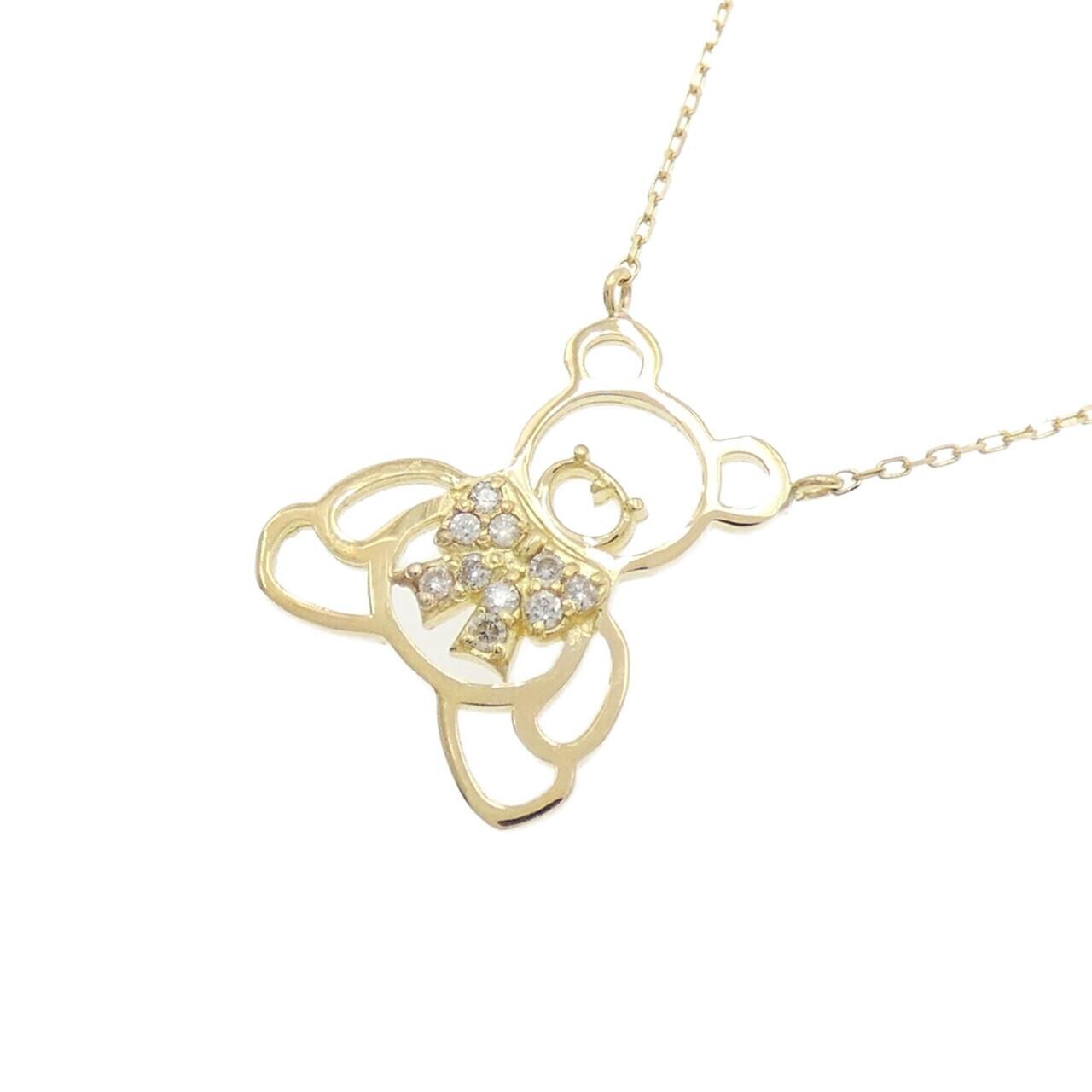 【新品】K18YG ベア ダイヤモンド ネックレス 0.05CT