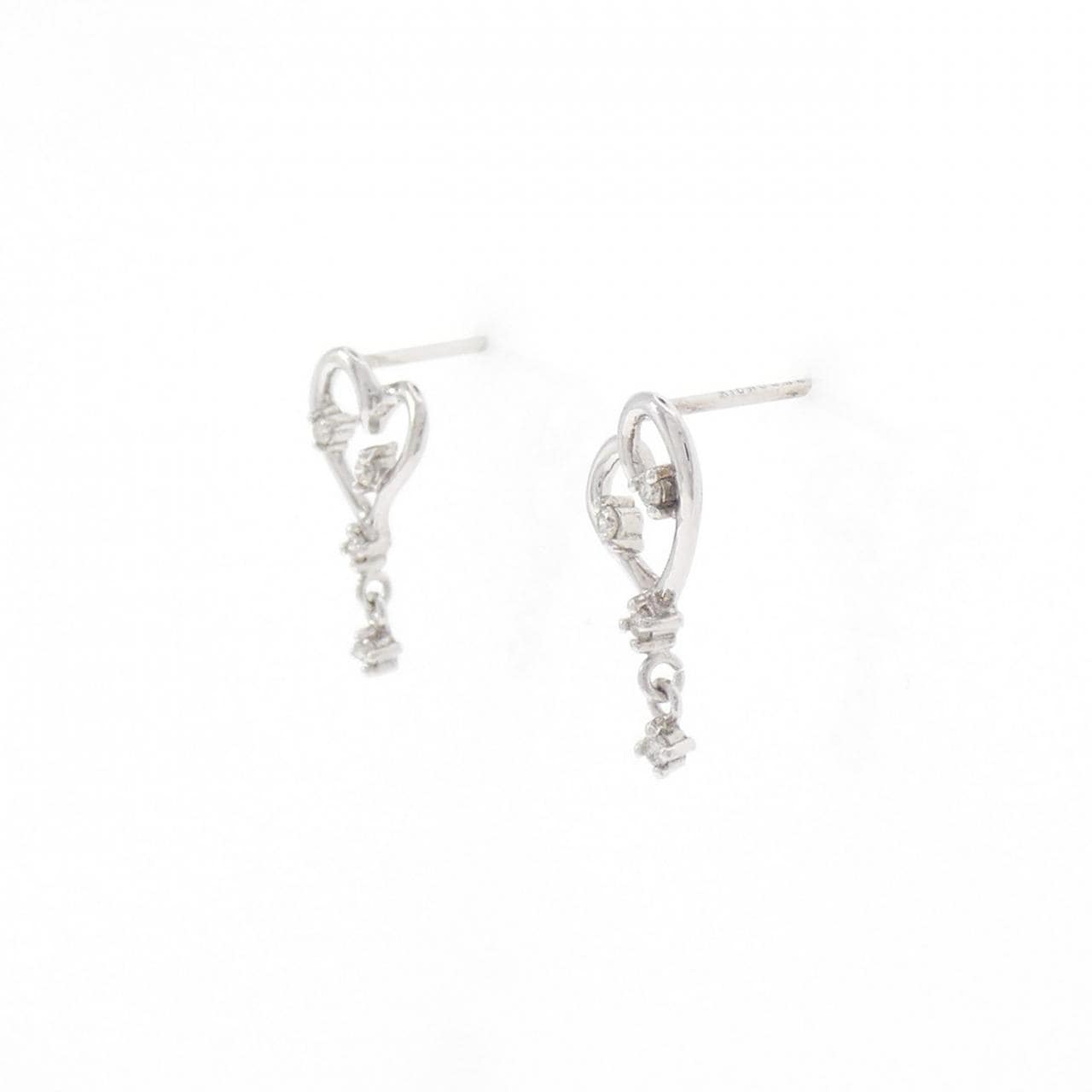 K18WG ハート ダイヤモンド ピアス 0.08CT