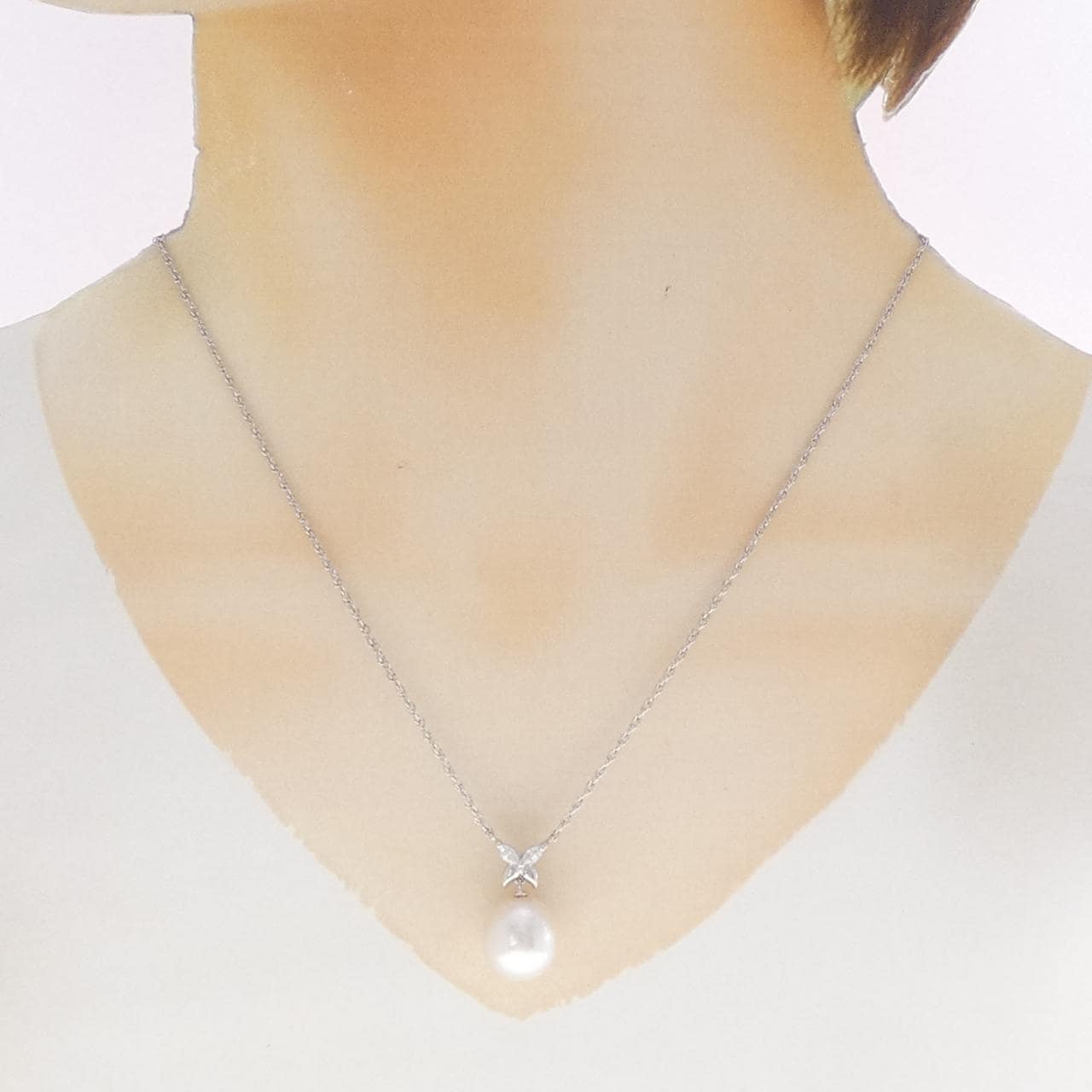 PT900/PT850 白蝶パール ネックレス