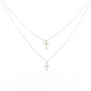 K10WG/K10PG クロス×ハート ダイヤモンド ネックレス 0.10CT