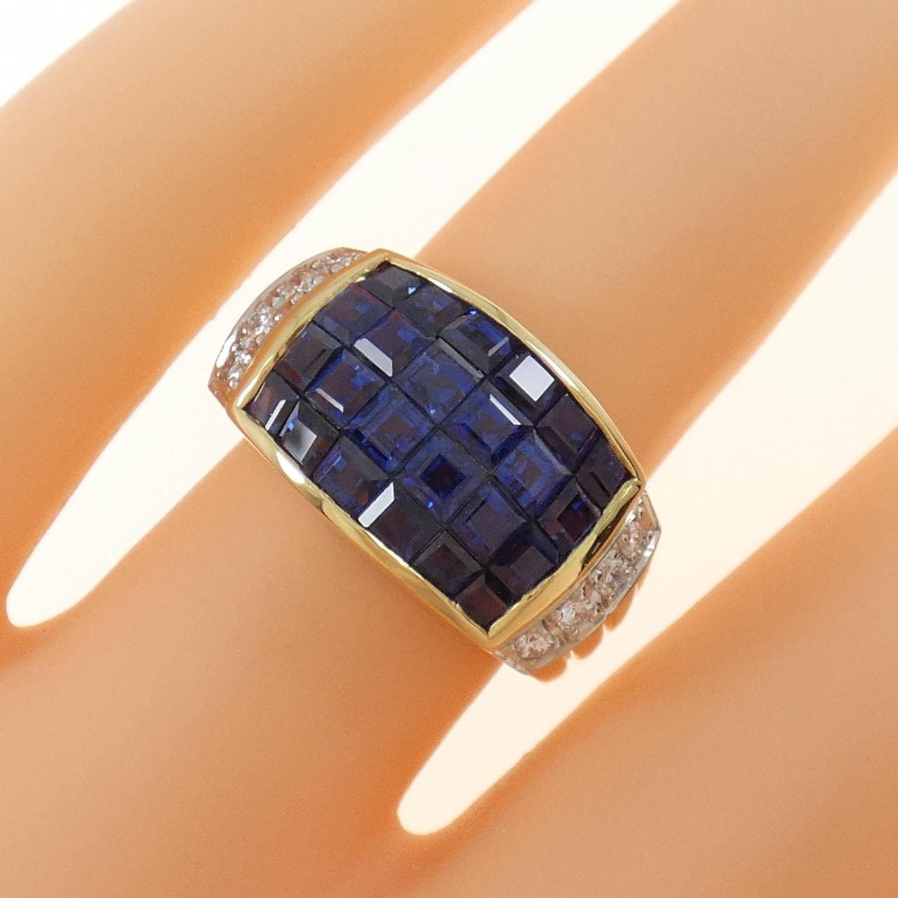K18YG/PT sapphire ring 3.35CT