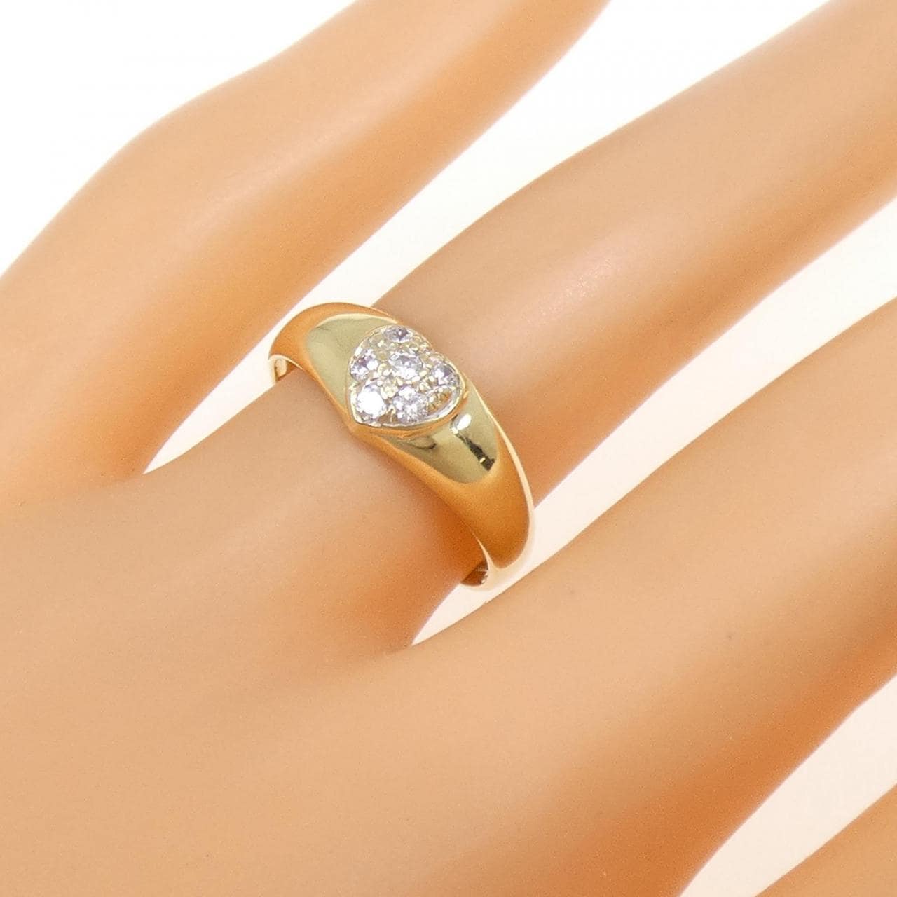 750YG ハート キュービック リング