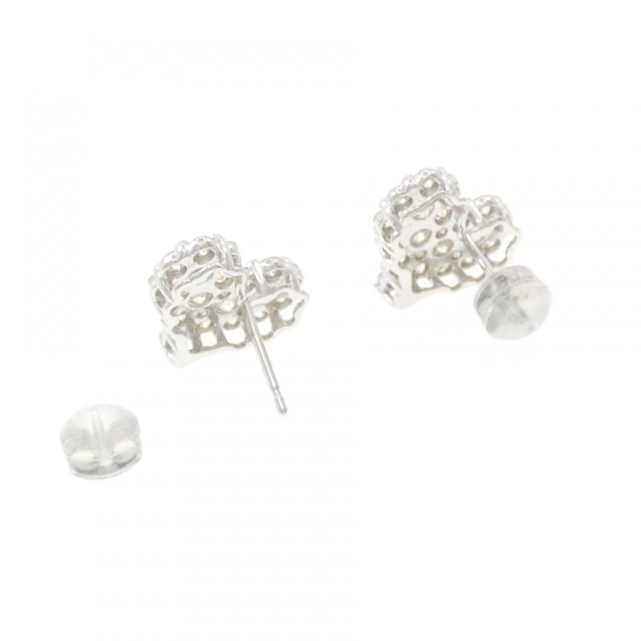 K18WG ハート パヴェ ダイヤモンド ピアス 2.00CT