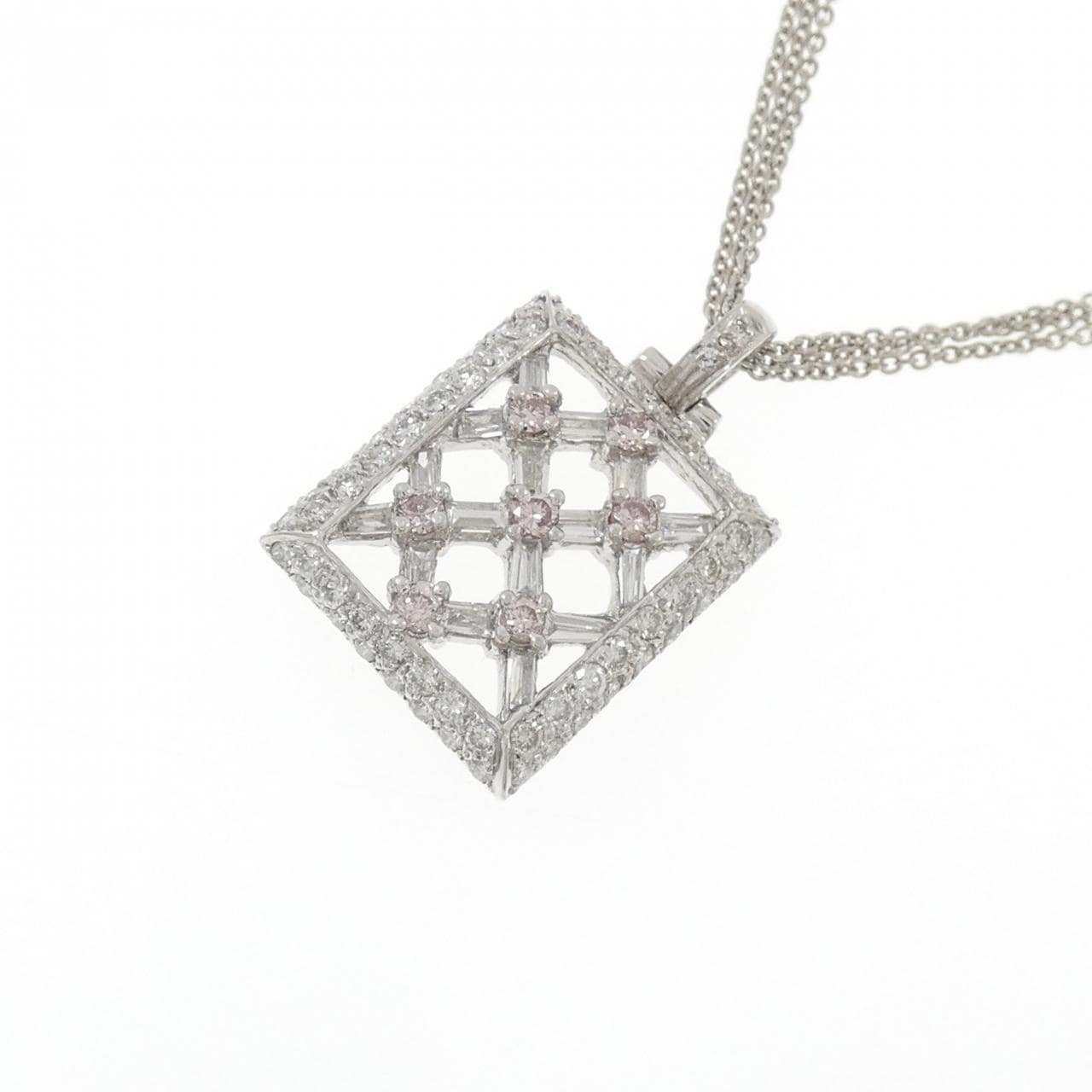 PT900/PT850 ピンクダイヤモンド ネックレス 0.18CT