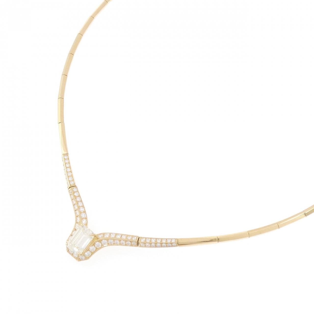 K18YG ダイヤモンド ネックレス 2.162CT M VS2 エメラルドカット