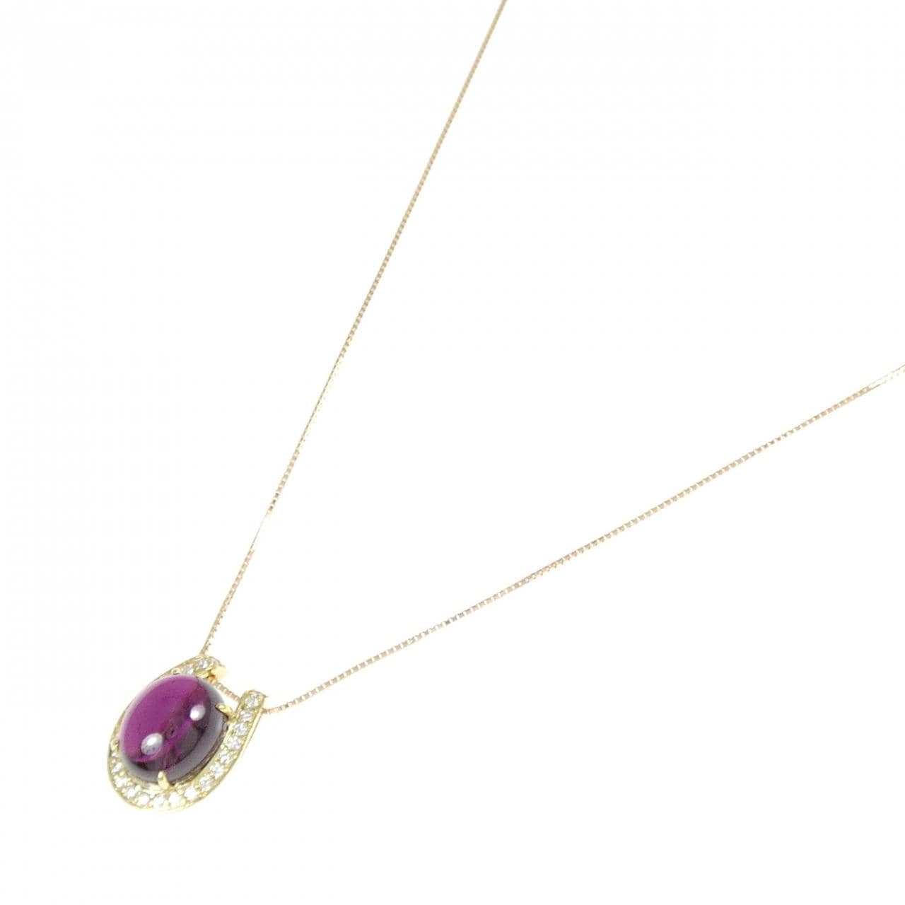 K18YG ガーネット ネックレス 6.78CT