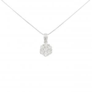 K18WG フラワー ダイヤモンド ネックレス 0.50CT