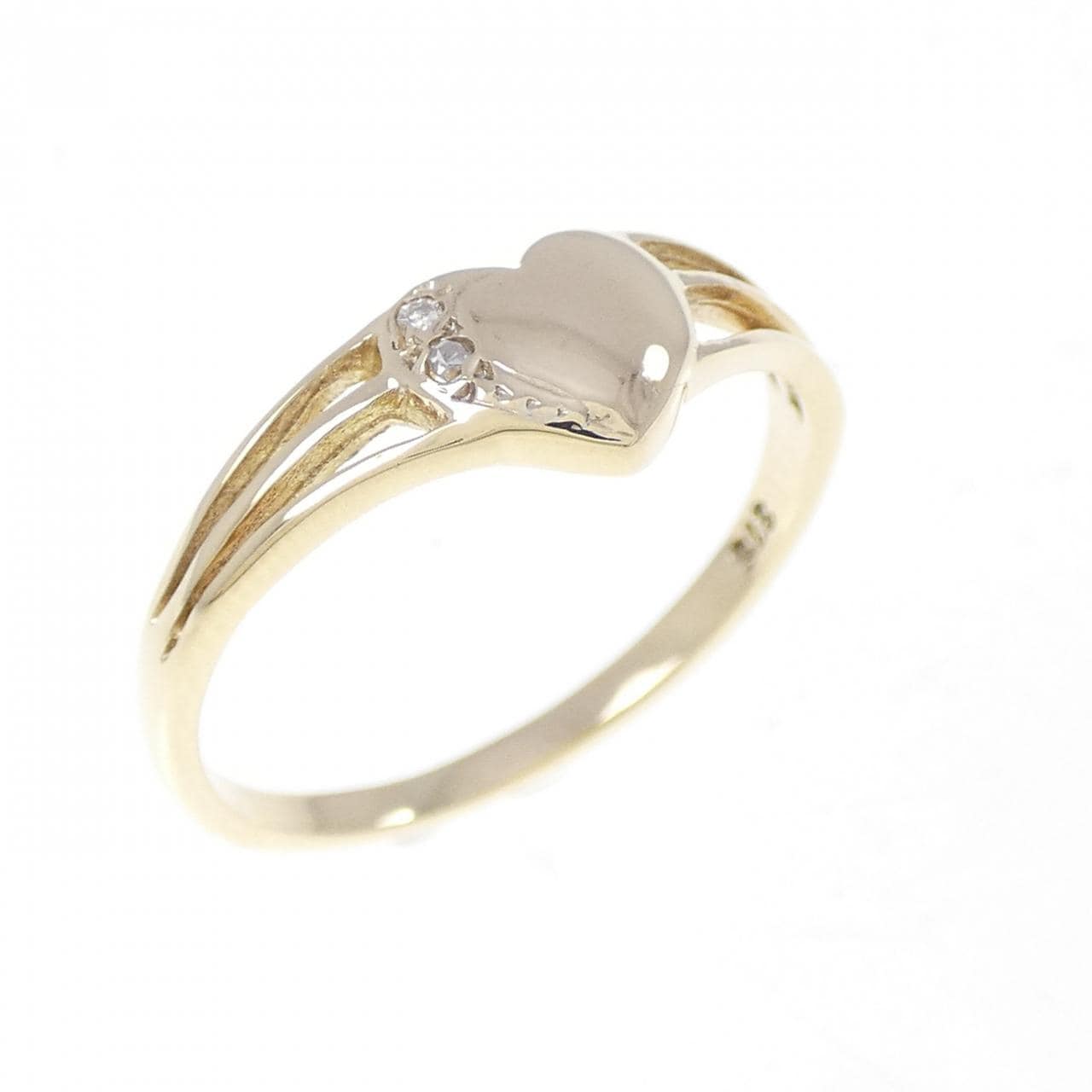 375YG ハート ダイヤモンド リング