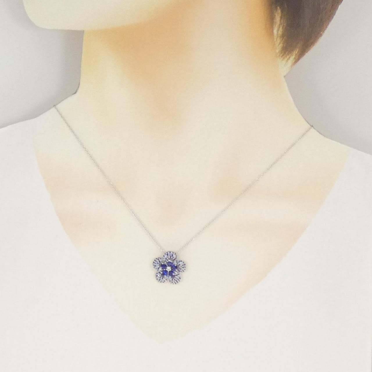 ポンテヴェキオ フラワー サファイヤ ネックレス 1.71CT