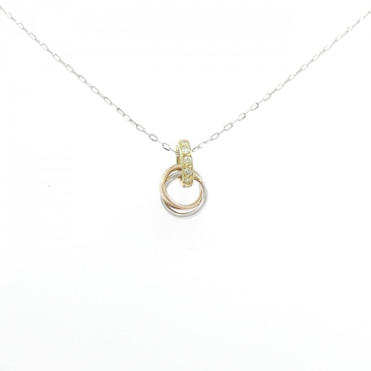 K18スリーカラー ダイヤモンド ネックレス 0.20CT