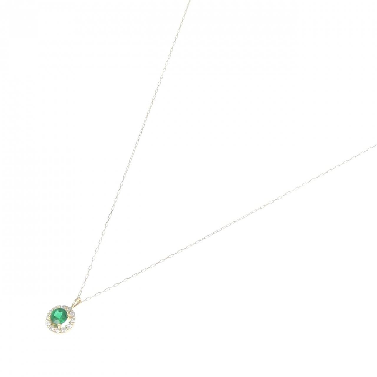 【新品】K18YG エメラルド ネックレス 0.10CT
