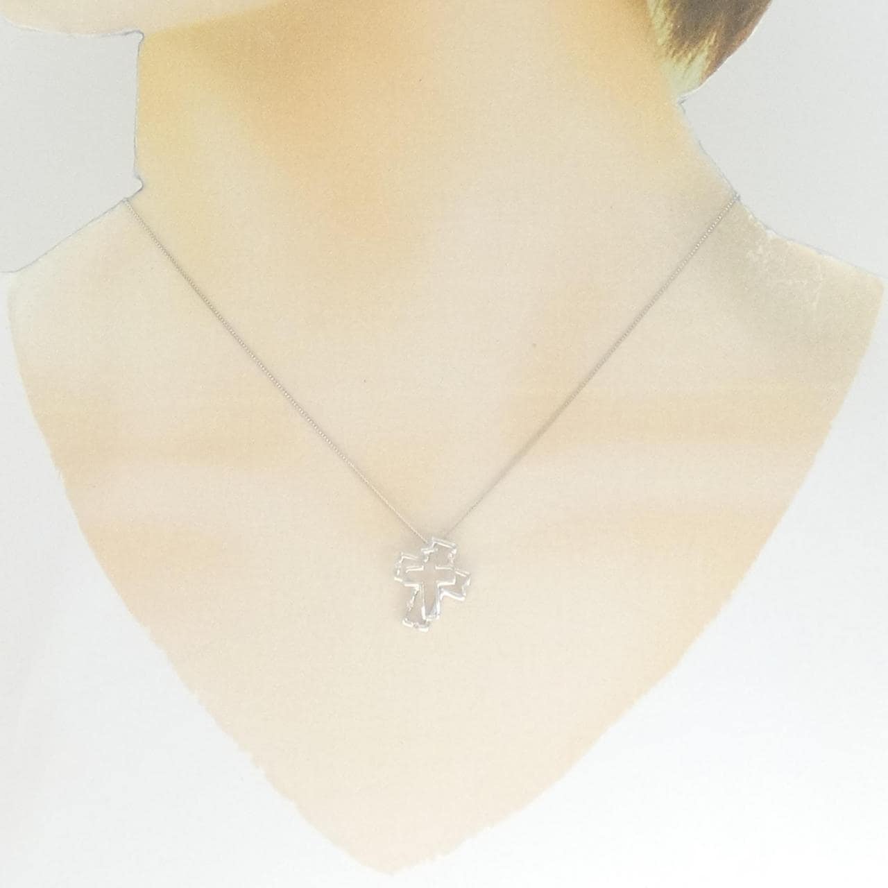 K18WG クロス ダイヤモンド ネックレス 0.05CT