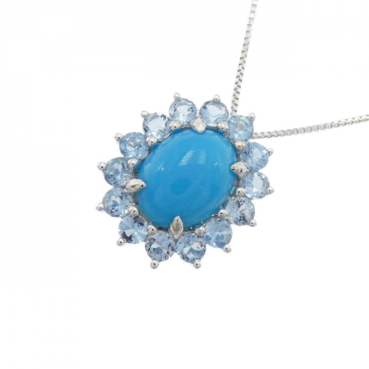 K18WG綠松石項鏈1.59CT