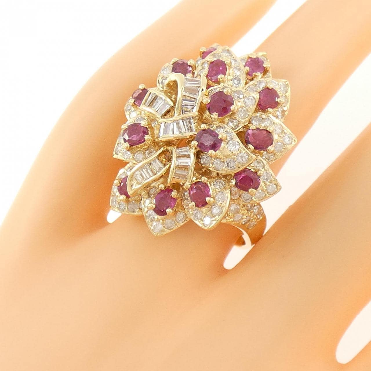 K18YG ルビー リング 1.95CT