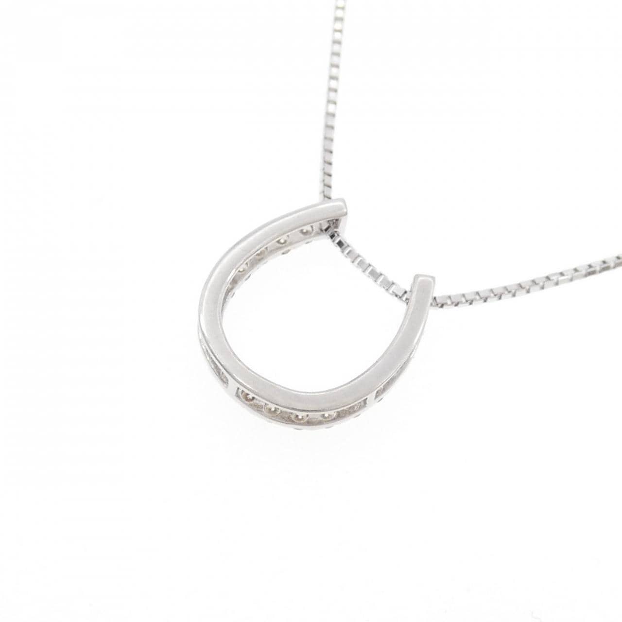 K18WG ホースシュー ダイヤモンド ネックレス 0.30CT