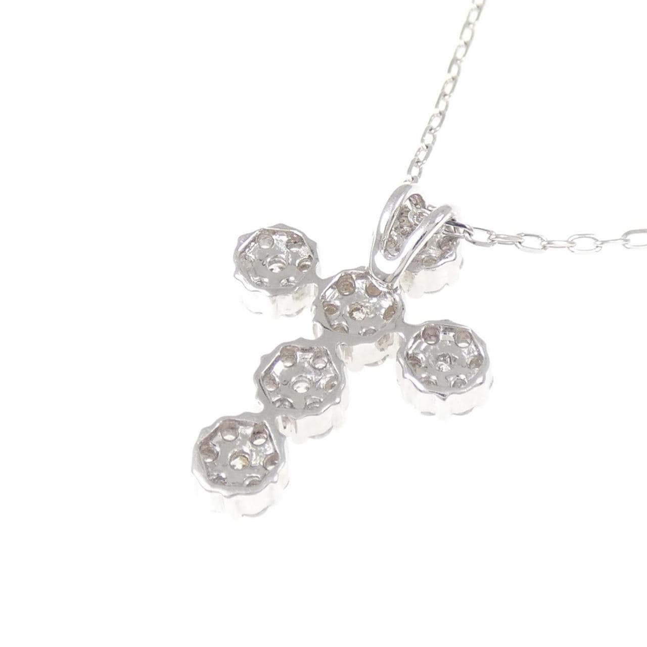 K18WG クロス ダイヤモンド ネックレス 0.50CT