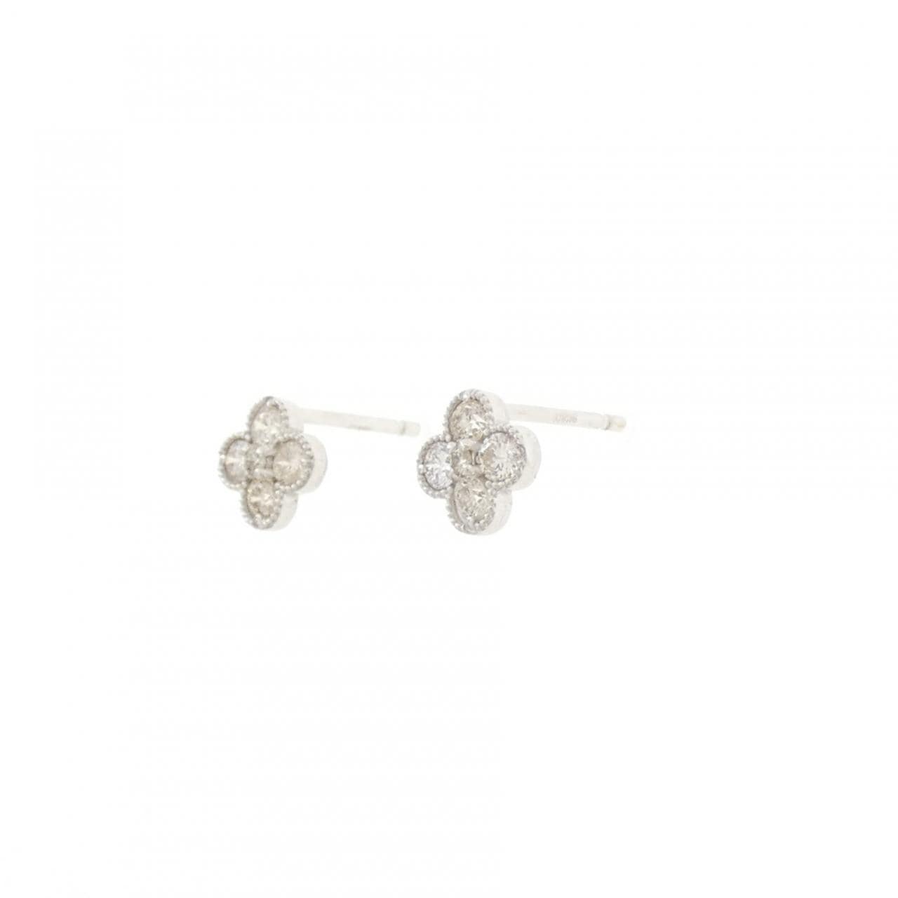 K18WG フラワー ダイヤモンド ピアス 0.30CT