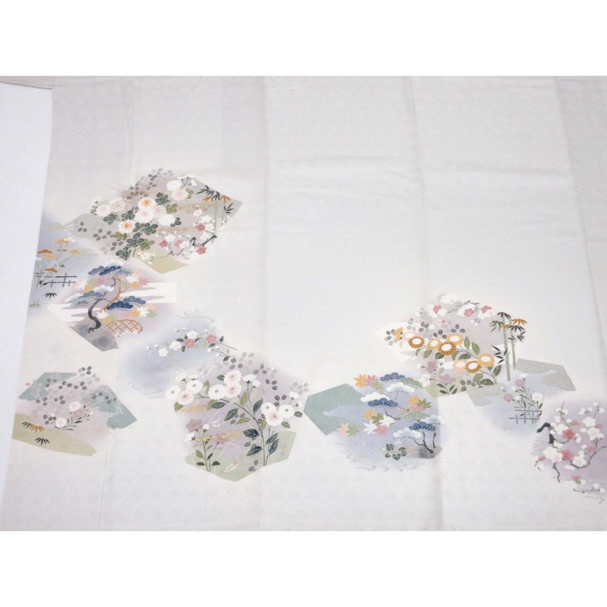訪問着　友禅金彩加工　刺繍入りボカシ染
