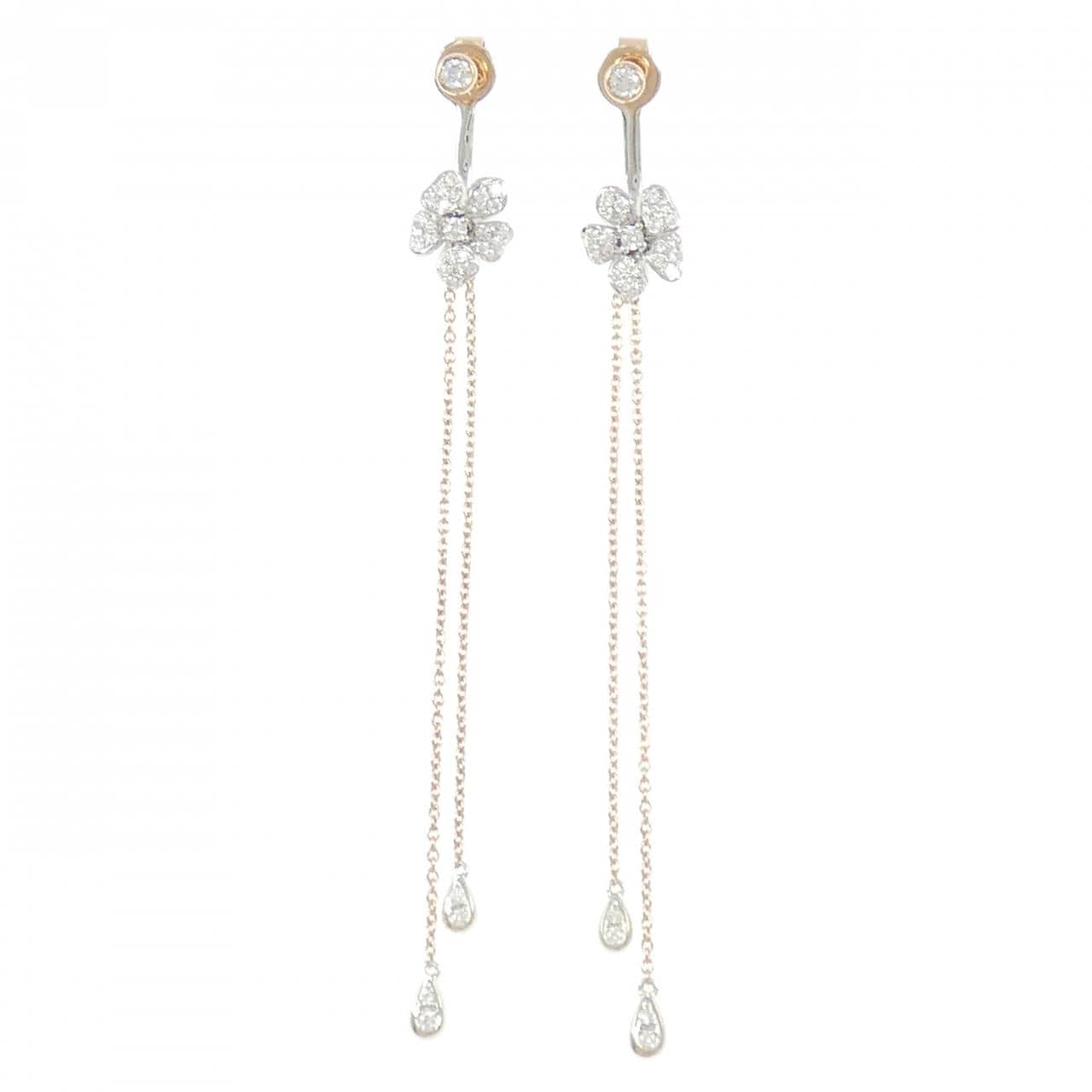 K18PG/K18WG フラワー ダイヤモンド ピアス 0.58CT