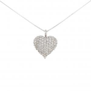 K18WG パヴェ ハート ダイヤモンド ネックレス 1.00CT