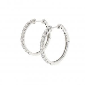 【新品】PT900 フープ ダイヤモンド ピアス 1.00CT