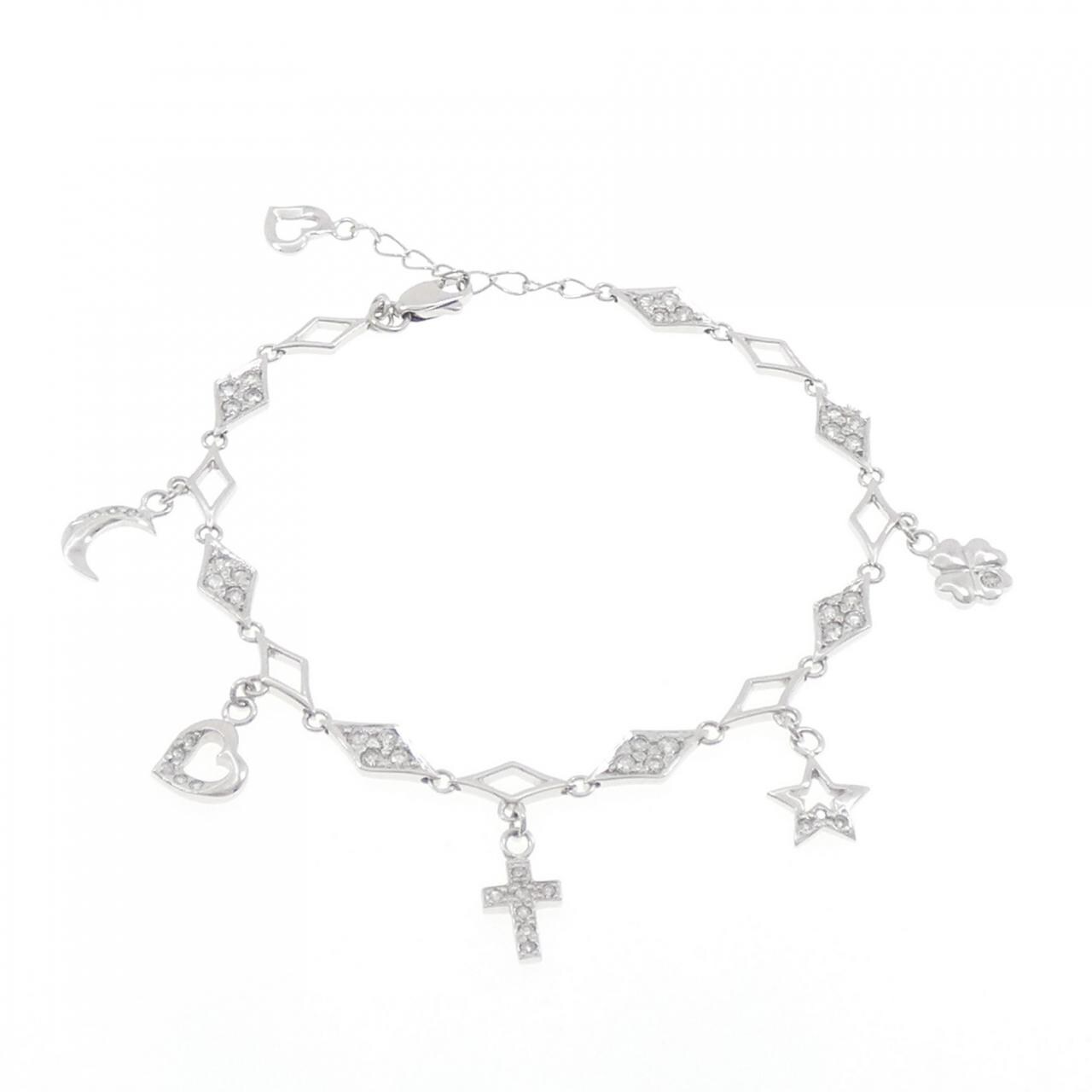 K18WG クロス×ハート×スター ダイヤモンド ブレスレット 0.95CT
