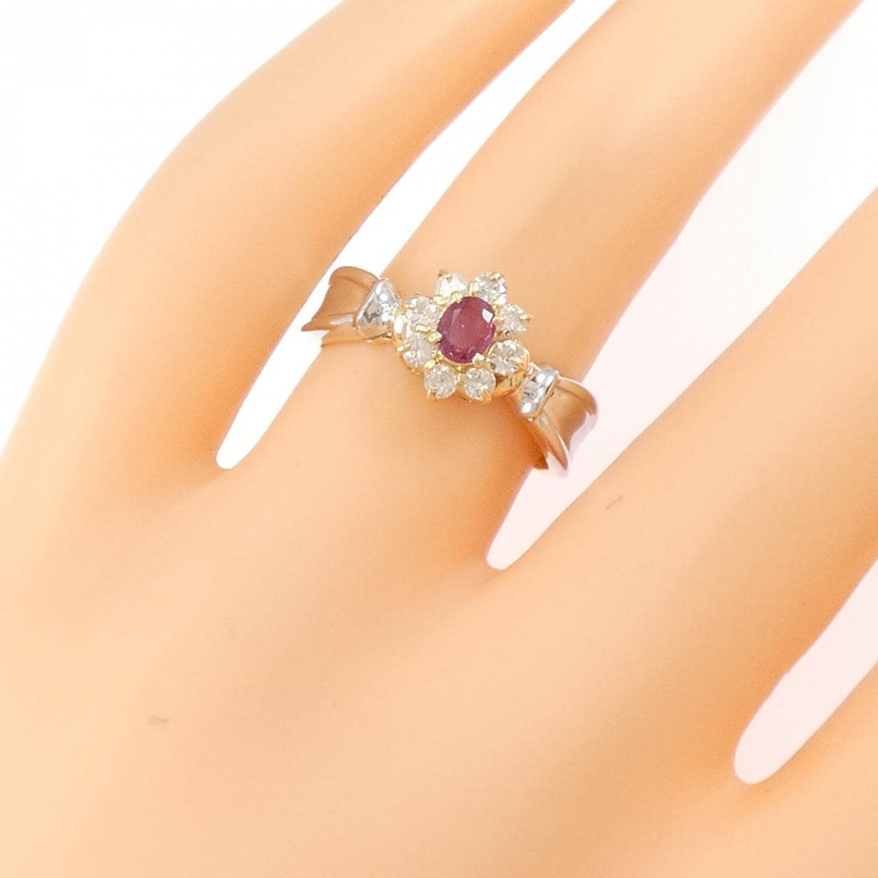 K18YG/PT900 ルビー リング