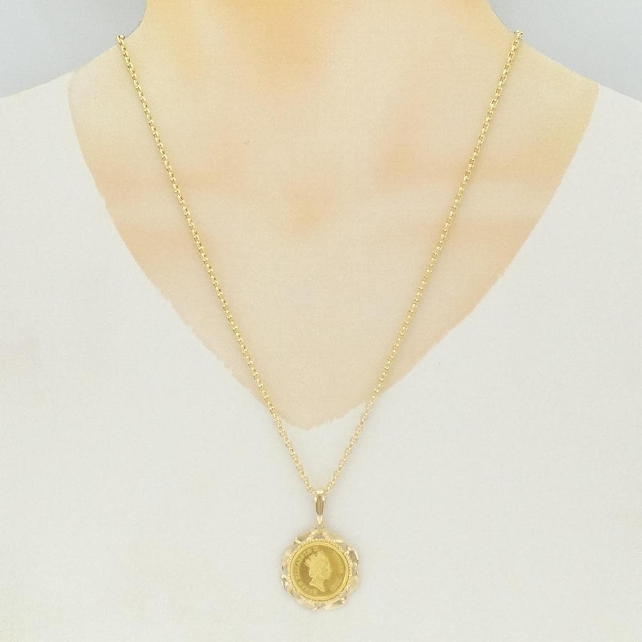 K18YG/750YG (框) 硬幣項鏈
