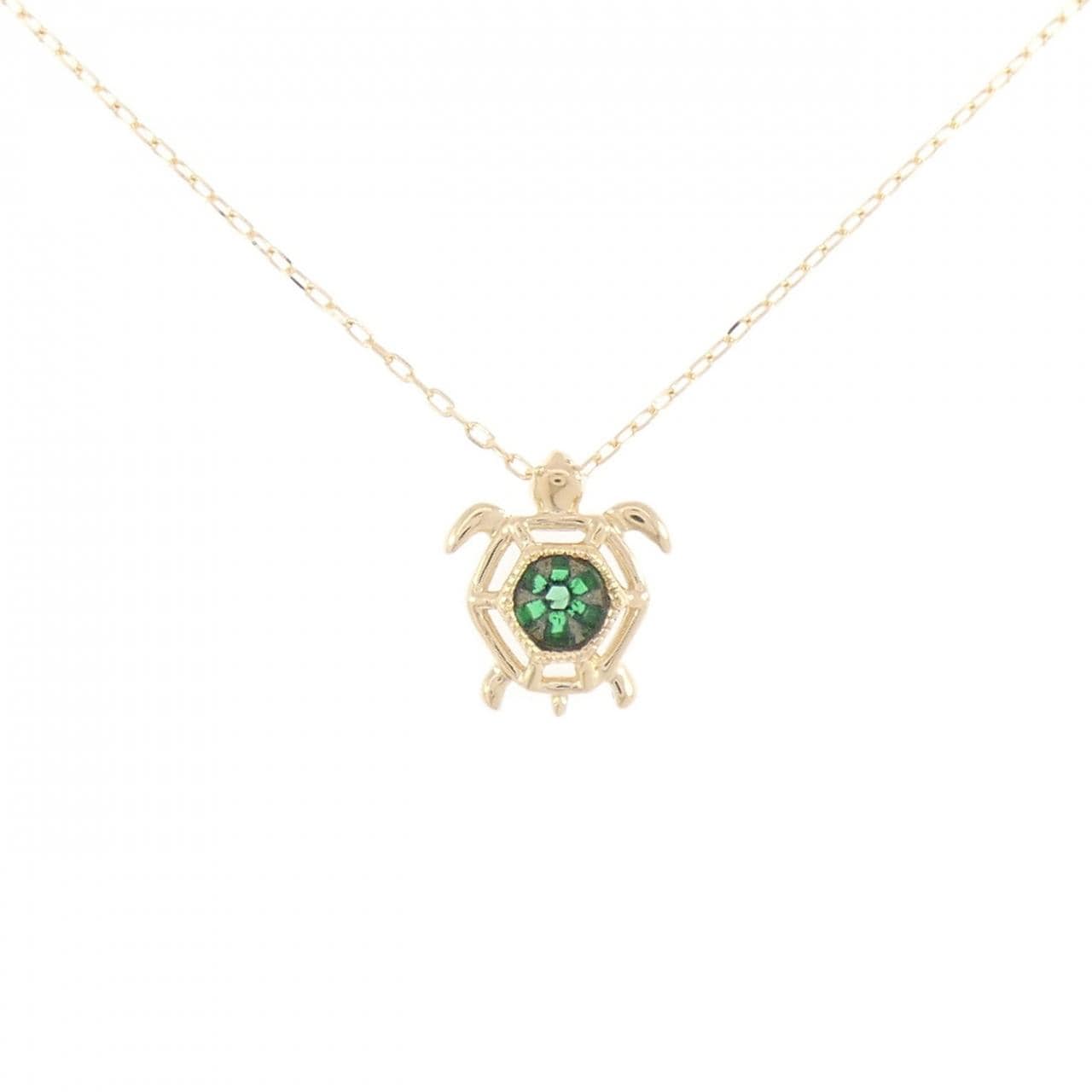 K18YG タートル トラピッチェエメラルド ネックレス 0.20CT