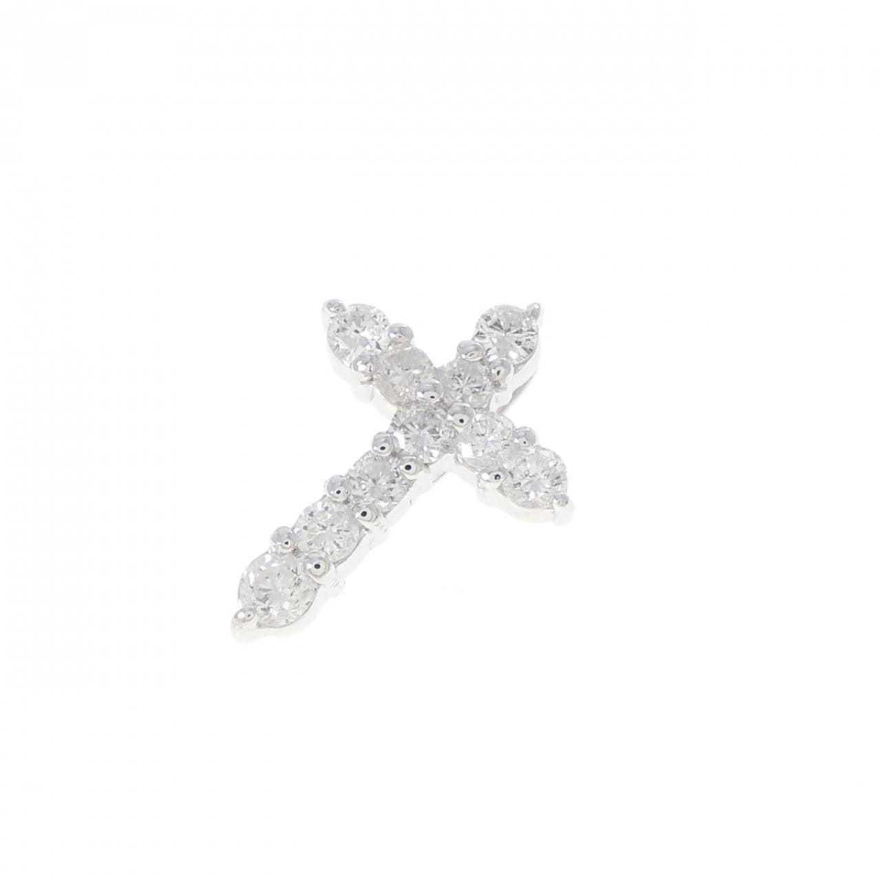 K14WG クロス ダイヤモンド ペンダント 0.30CT