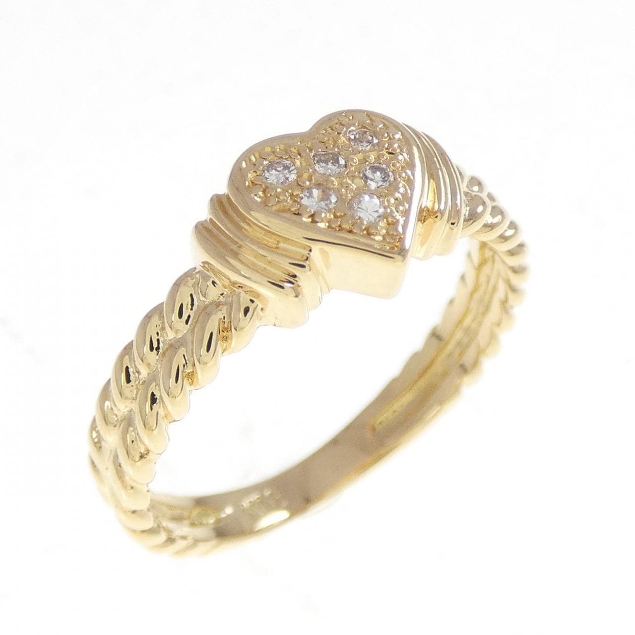 K18YG ハート ダイヤモンド リング