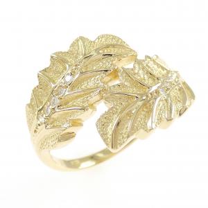 K18YG リーフ ダイヤモンド リング 0.06CT