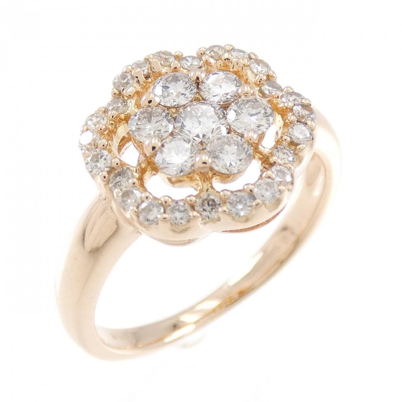 K18PG花朵钻石戒指0.55CT