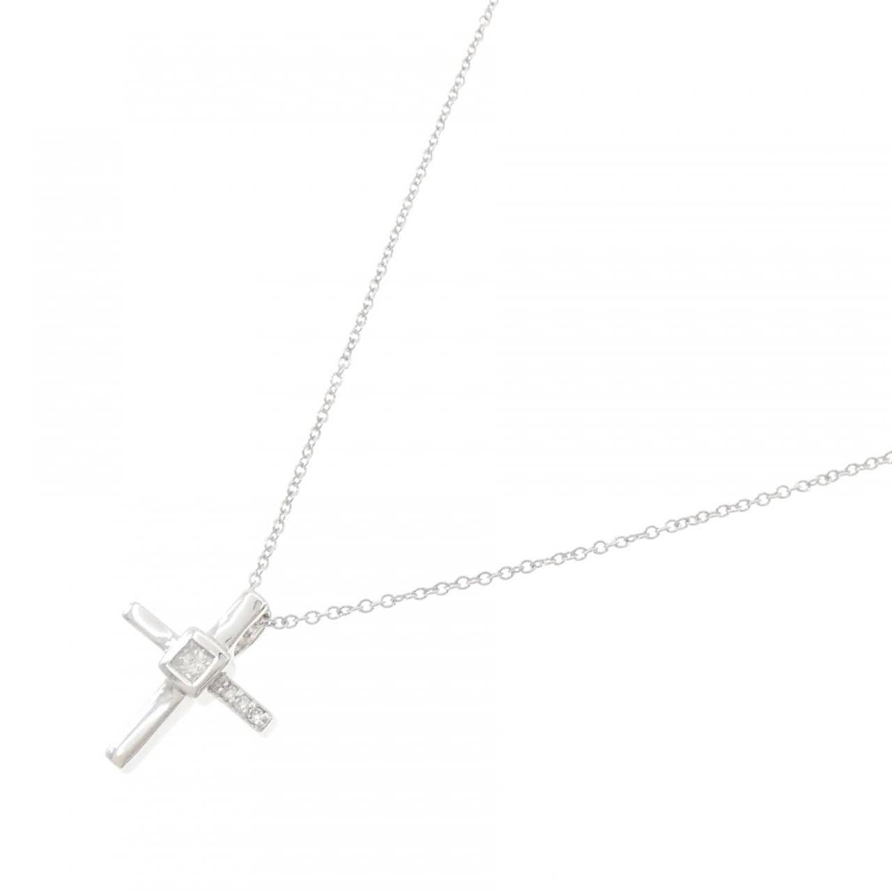 K18WG クロス ダイヤモンド ネックレス