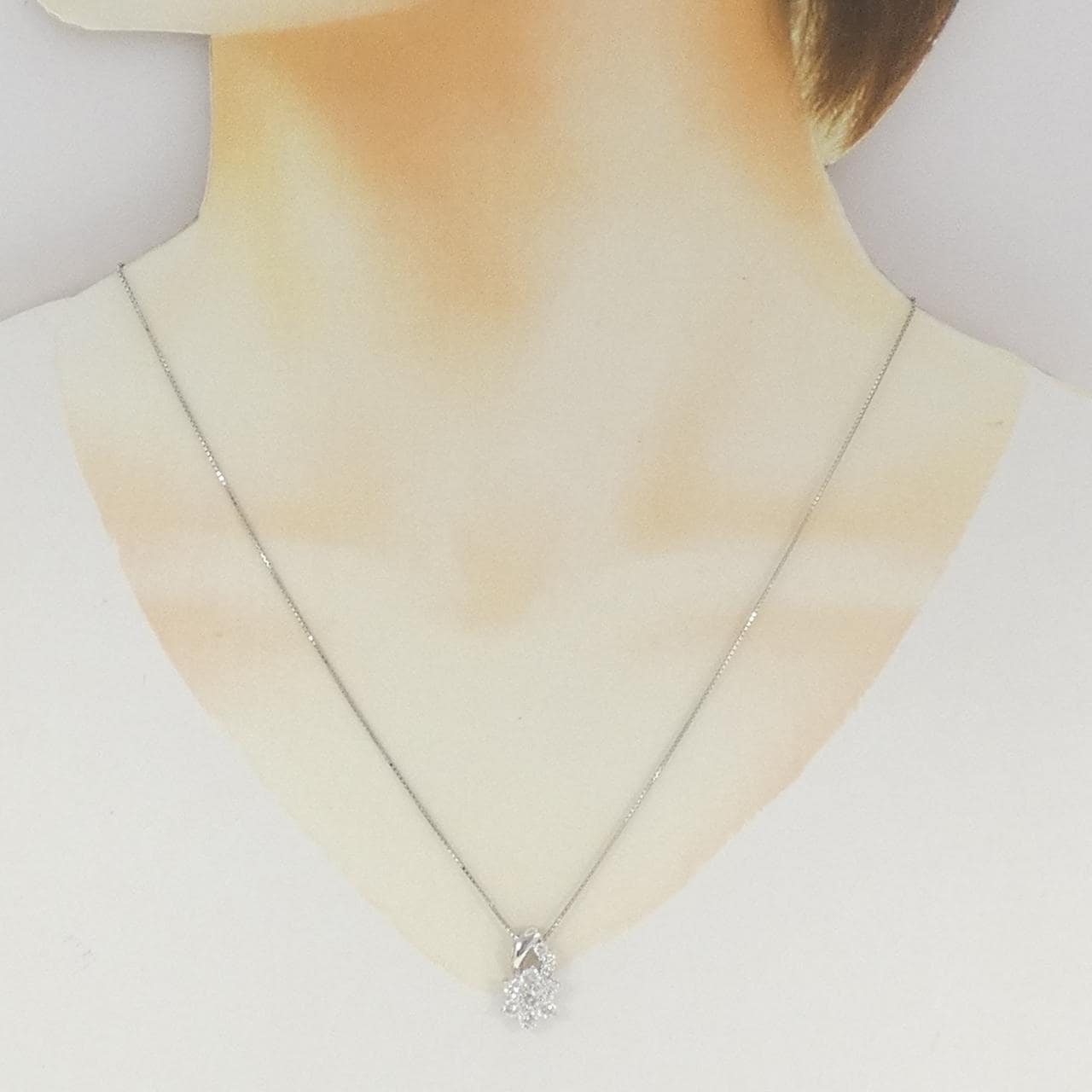PT900/PT850 フラワー ダイヤモンド ネックレス 1.00CT
