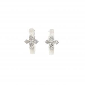 K14WG フラワー ダイヤモンド ピアス 0.04CT