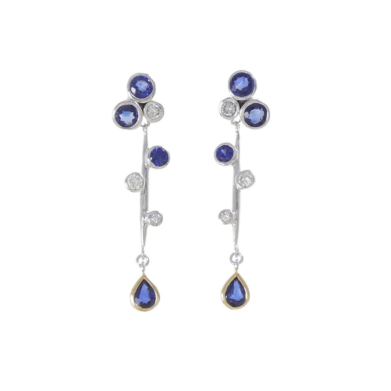 K18WG/K18YG/PT900 サファイヤ ピアス 1.950CT