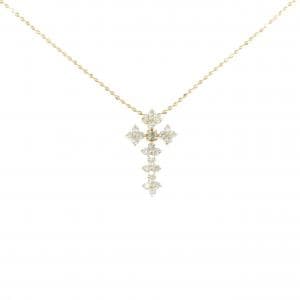 K18PG クロス×フラワー ダイヤモンド ネックレス 0.26CT