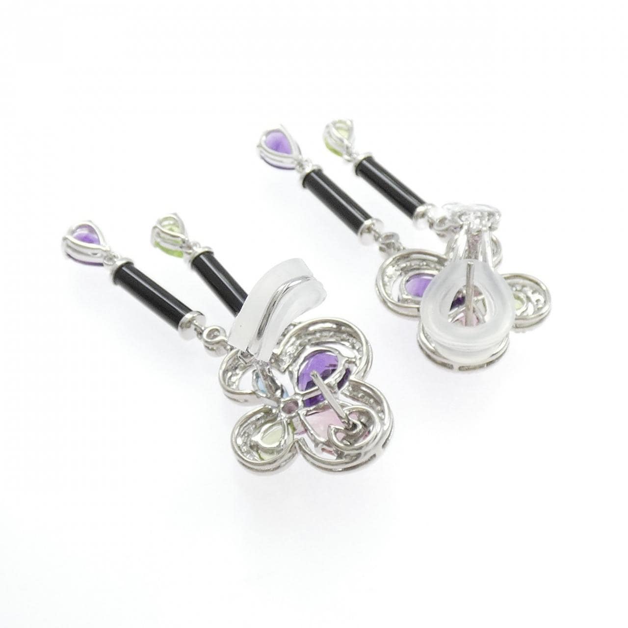 K18WG カラーストーン ピアス/イヤリング