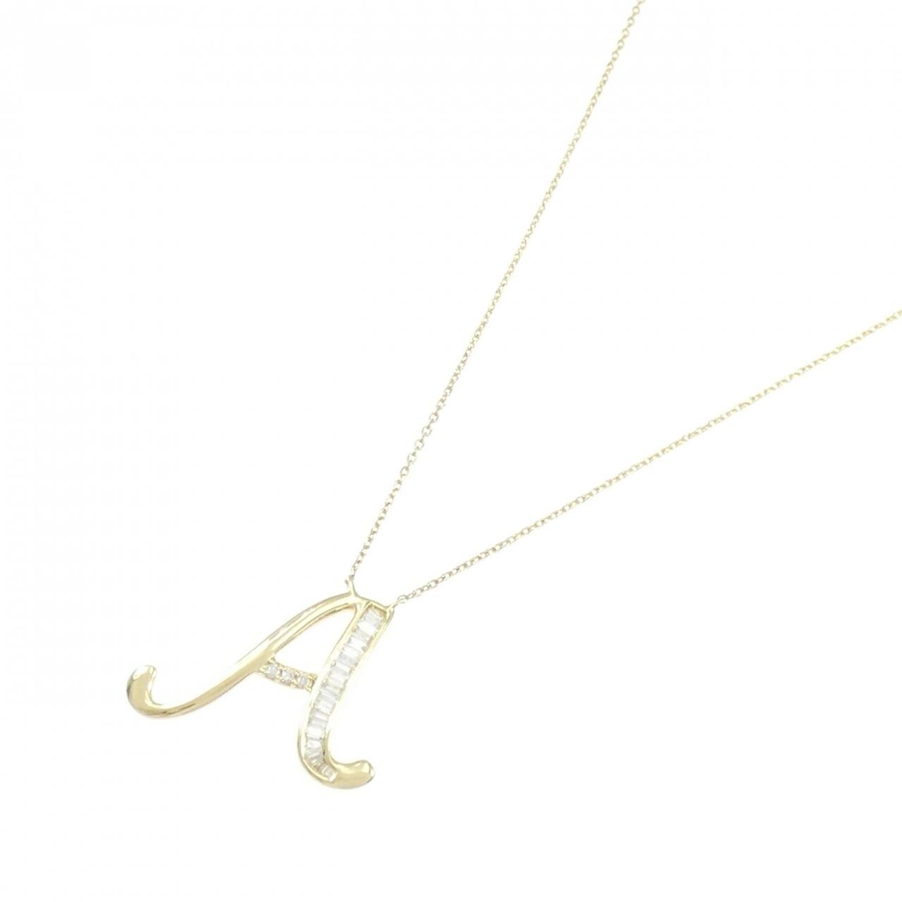 K18YG Initial A Diamond Necklace 0.15CT