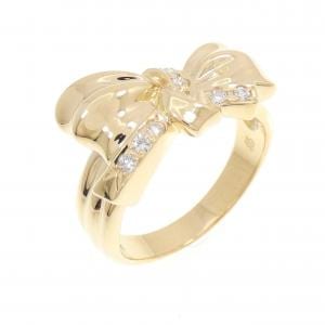 K18YG リボン ダイヤモンド リング 0.10CT