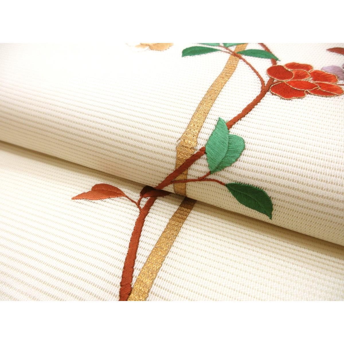 夏名古屋帯　絽織　刺繍加工