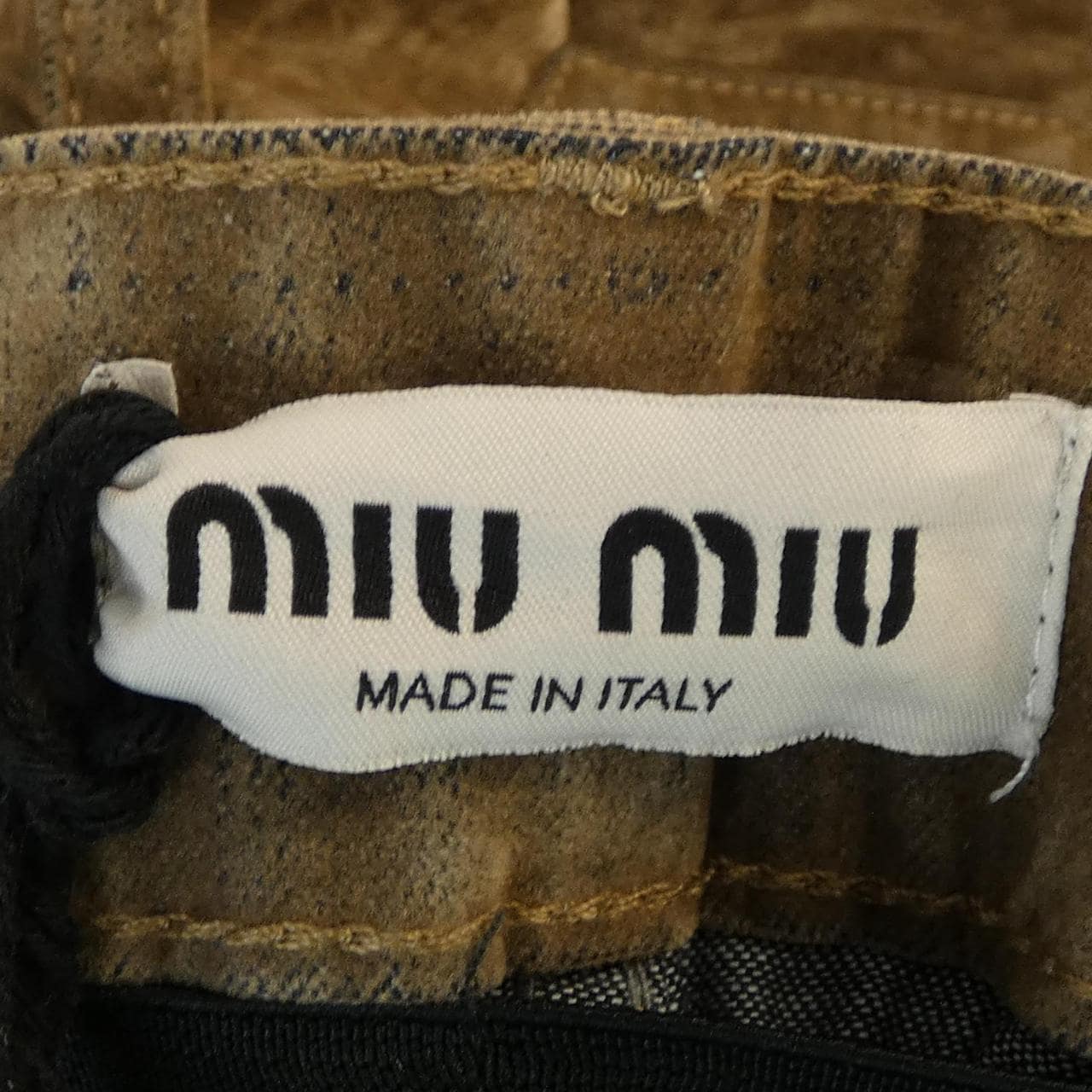 ミュウミュウ MIU MIU MIU MIUロゴ ウォッシュド フロック加工 MP1725 SOOO 157Y パンツ