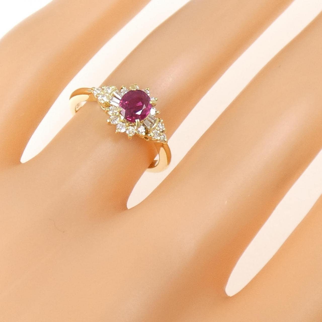 K18YG ルビー リング 0.45CT