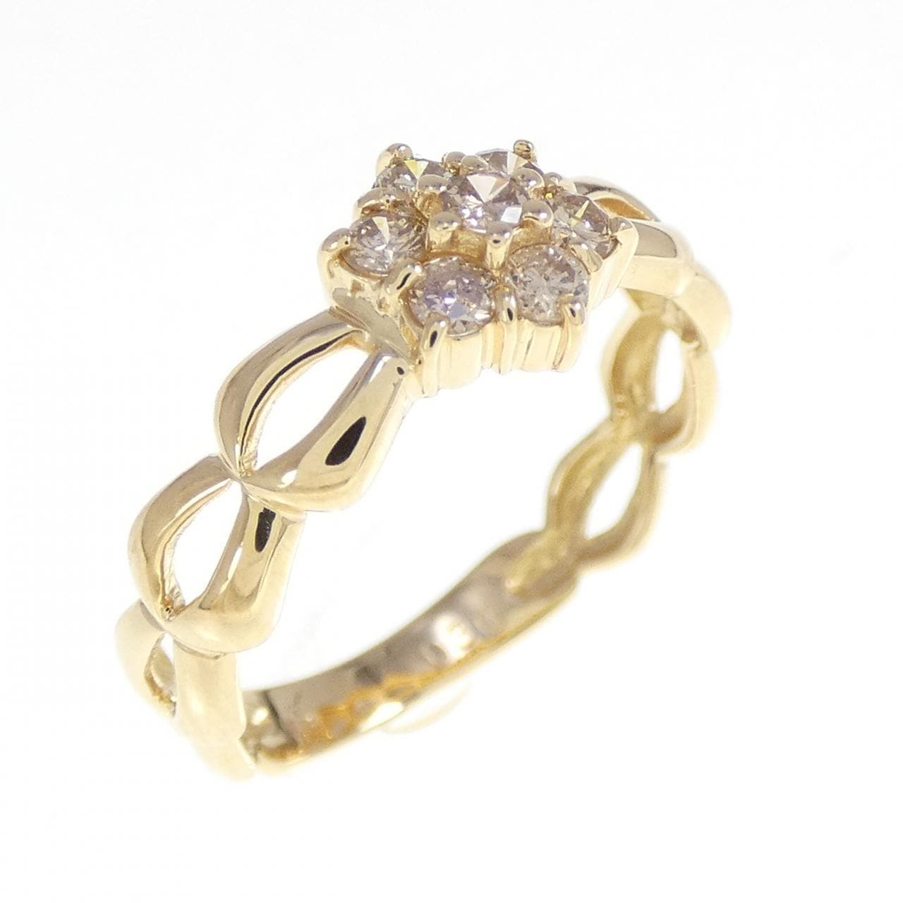K18YG フラワー ダイヤモンド リング 0.30CT