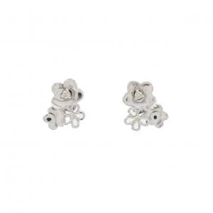 K18WG  フラワー ダイヤモンド ピアス 0.05CT