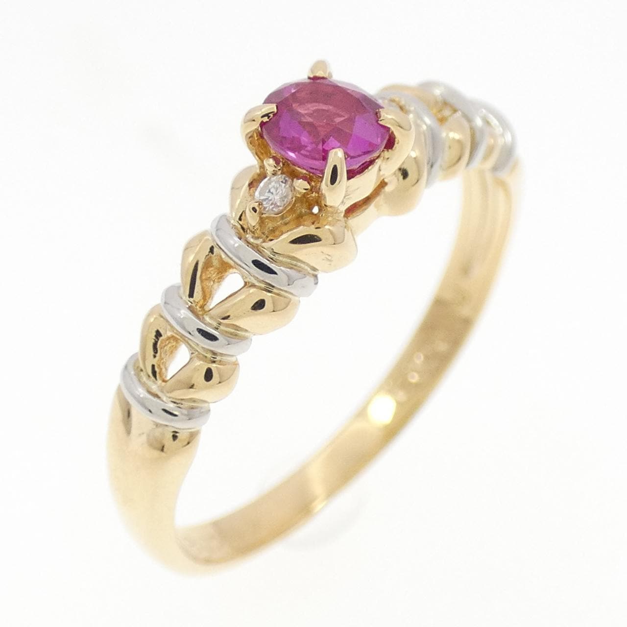 K18YG/PT900 ルビー リング 0.28CT