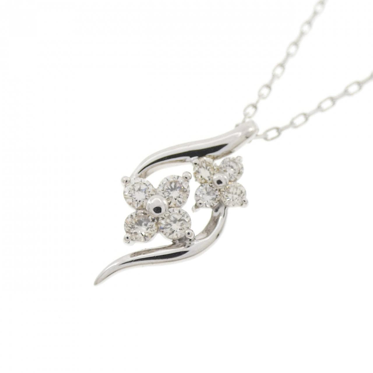 PT950/PT850 フラワー ダイヤモンド ネックレス 0.30CT