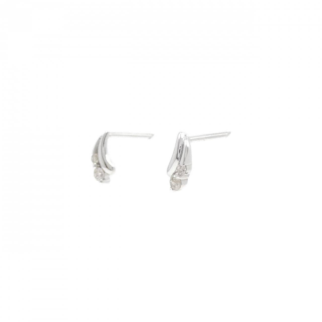 K14WG ムーン ダイヤモンド ピアス 0.06CT